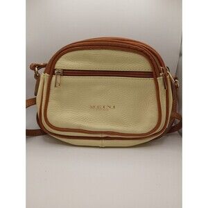 Meini Made In Italy White Pebbled Leather Cross Body Shoulder Hand Bag Clean